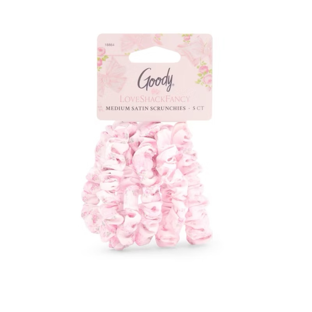 Goody LoveShackFancy Pink Satin Scrunchies